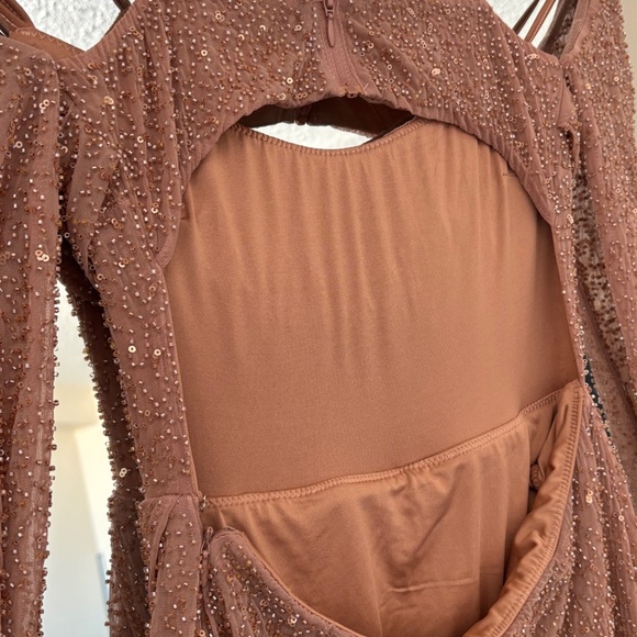 Embellished Cowl Neck Maxi Dress in Nude - Picture 6 of 10